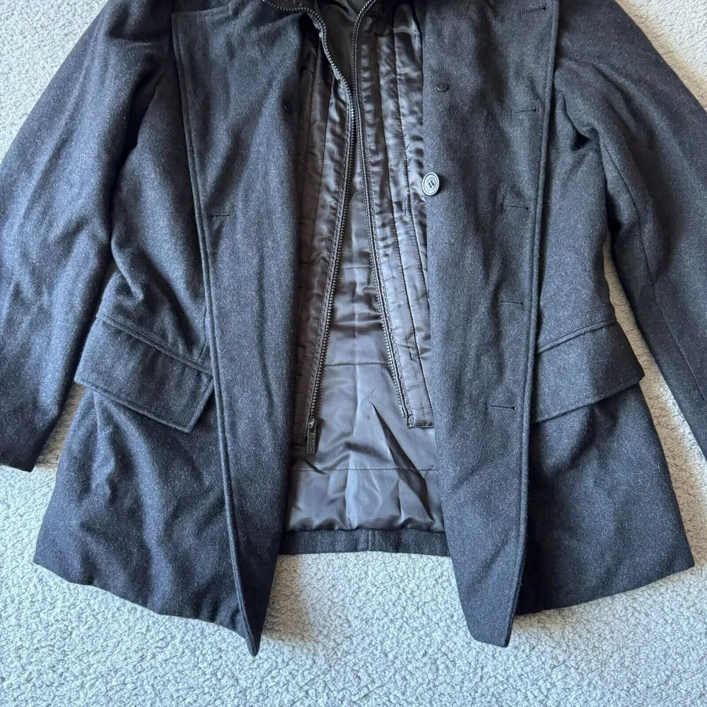Buffalo David Bitton Jacket Mens Medium Gray Wool Blend Overcoat‎ Insulated